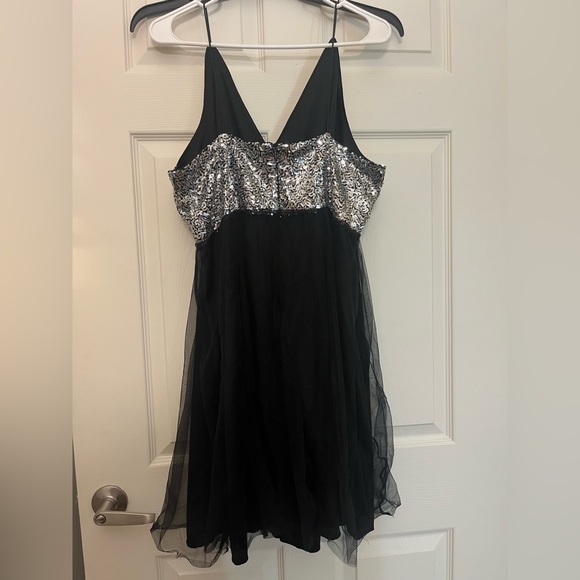 SHEIN Glittering Silver and Black Mini Dress - Picture 3 of 4